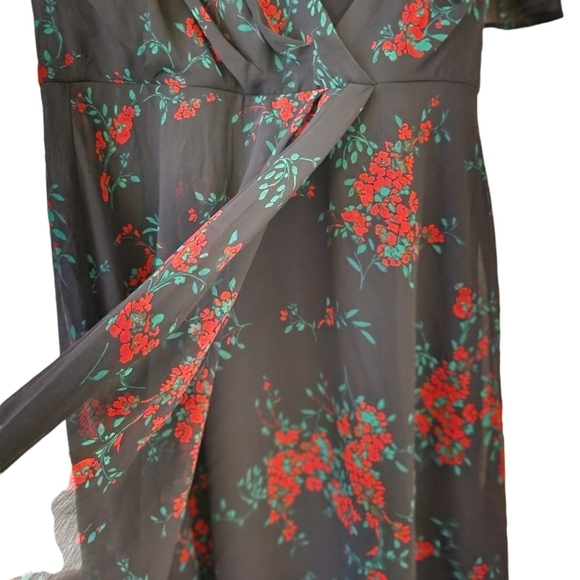 Nwt Lauren Ralph Lauren Floral Flutter-Sleeves Dress Size 2 - Picture 10 of 16